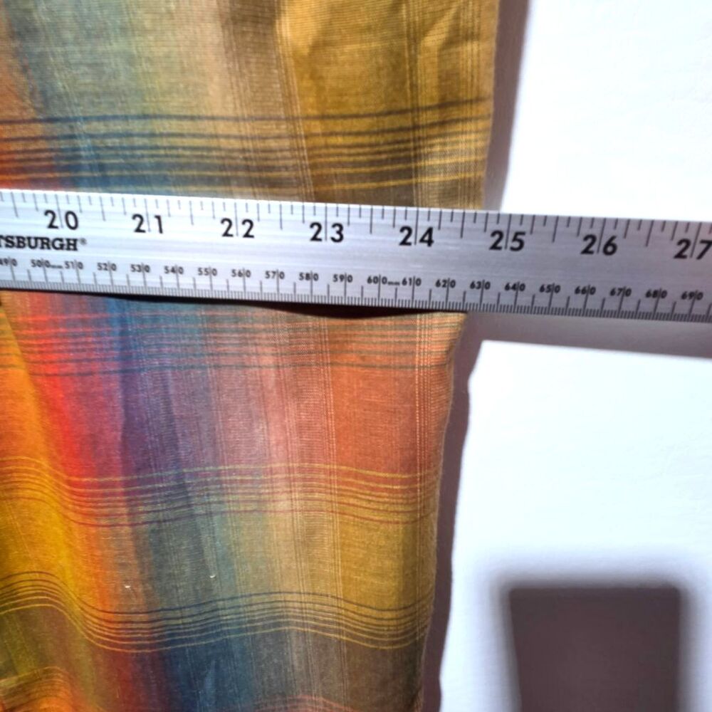 VTG 60s 70s Rainbow Plaid Shift Dress Side Button Mod Shirtdress WhimsiGoth XL - Picture 6 of 7